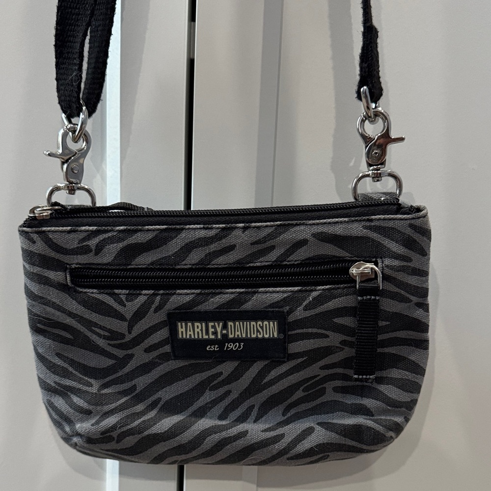 Harley-Davidson Black Zebra-Print Crossbody Purse